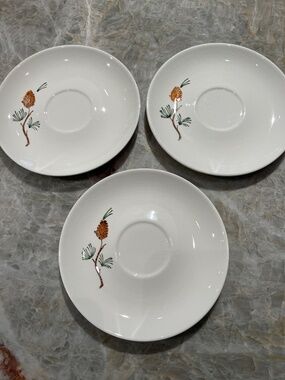 Stetson Marcrest~Vintage Misty Pine ovenproof hand painted underglaze saucers